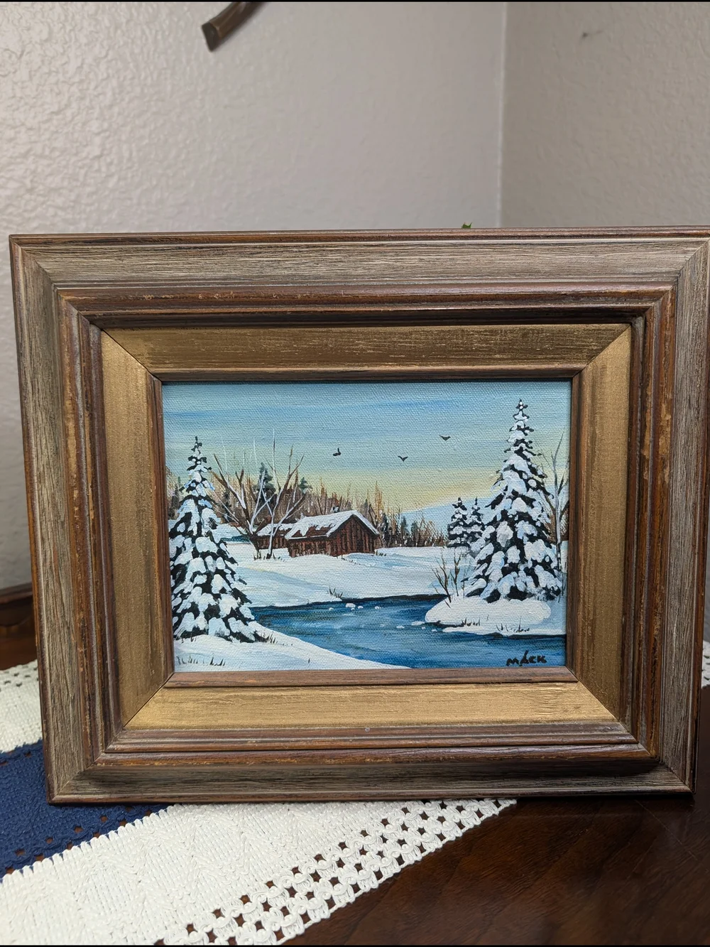 Vintage Betty Mack Wood Framed Winter Landscapes 4 Oil Paintings On Board 11x13